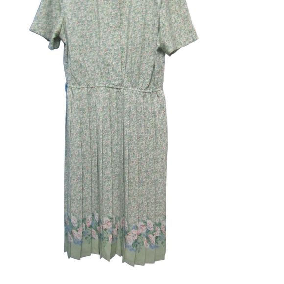 Vintage Leslie Fay floral dress with belt and shoulder pads - Picture 7 of 15